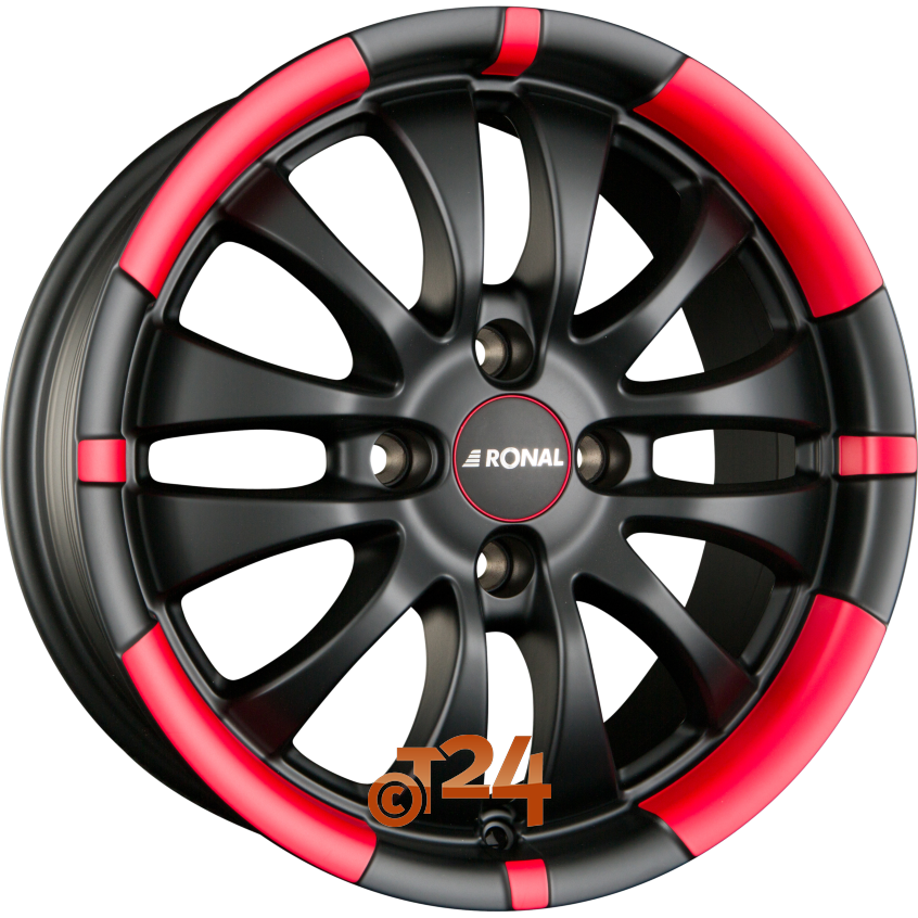 R59|Jetblack-Matt-Red Rim 16