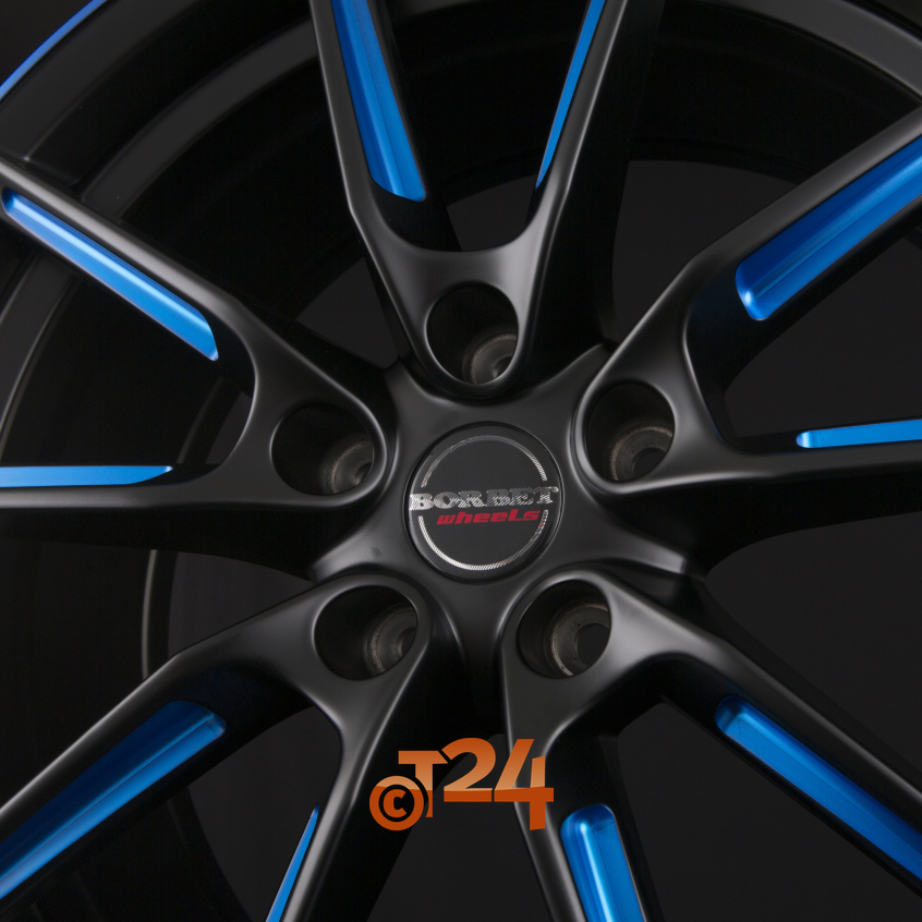 LX|Black Matt Spoke Rim Blue Polished 20