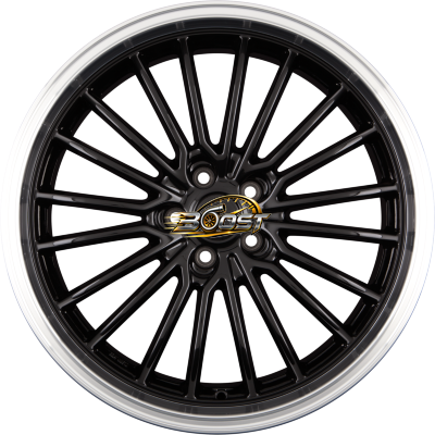 BROCK / RC B24-GP Schwarz Glanz Horn Poliert (SGHP) — Zwart lichtmetalen velg