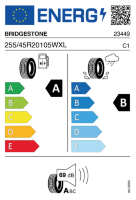 EU-label voor BRIDGESTONE DUELER H/P SPORT (ab 20 Zoll)