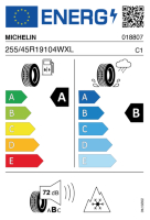 EU-Reifenlabel für MICHELIN CROSS CLIMATE 2 255/45 R19 104W