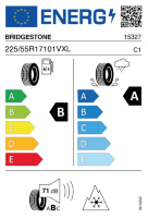 EU-Reifenlabel für BRIDGESTONE BLIZZAK LM-005 225/55 R17 101V