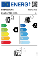 EU-label voor BRIDGESTONE TURANZA T005