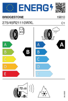 EU-label voor BRIDGESTONE A005 EVO WEATHER CONTROL