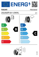 EU-label voor RADAR RPX800 PLUS