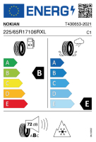 EU-Reifenlabel für NOKIAN HAKKAPELIITTA R3 225/65 R17 106R