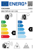EU-label voor YOKOHAMA G075 ICE GUARD