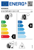 EU-Reifenlabel für NORDEXX NA6000 VAN 215/75 R16C 113/111R